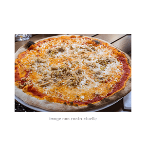Pizza Tonno (tomate, mozzarella, thon, oignon, câpres)